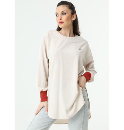 Modefa Tunic Modest Women's Loose Tunic 10278 - Light Beige