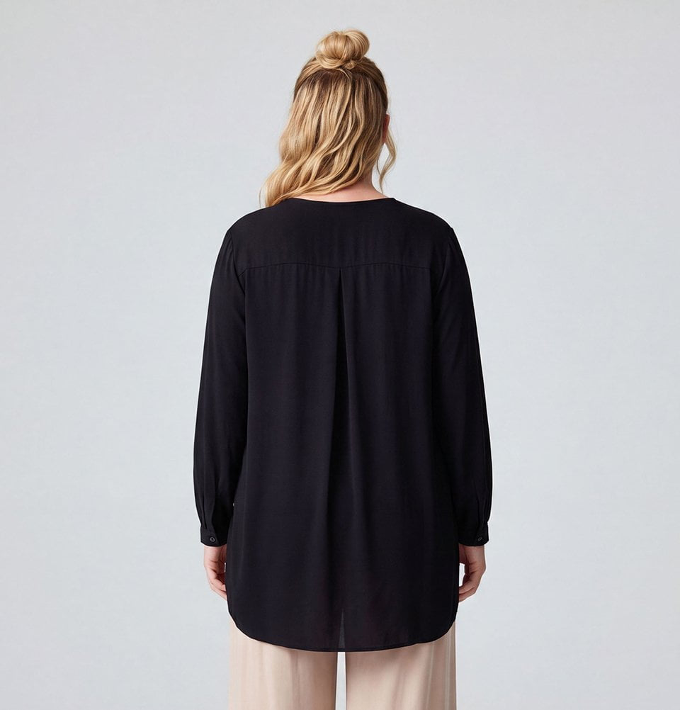 トップス mature Modest Women's Plus Size Tunic with Overlay Detail - 22013 Black