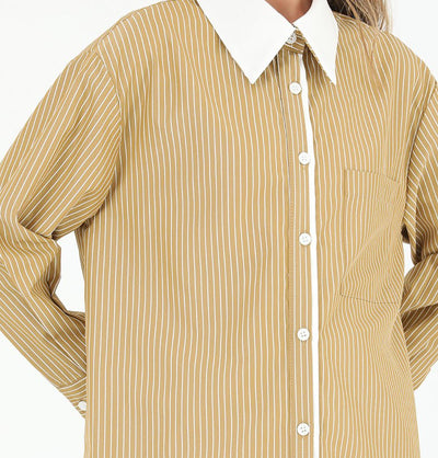 Modefa Tunic Modest Women's Striped Cotton Tunic 10506 - Camel