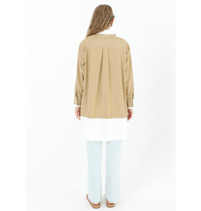 Modefa Tunic Modest Women's Striped Cotton Tunic 10506 - Camel
