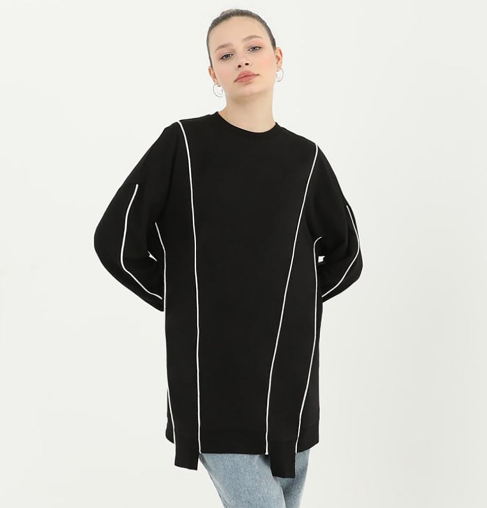 Modefa Tunic Modest Women's Sweater Tunic 10413 - Black