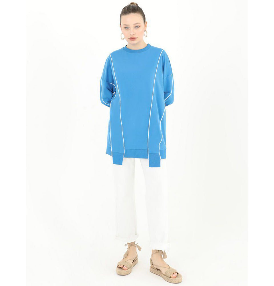 Modefa Tunic Modest Women's Sweater Tunic 10413 - Blue