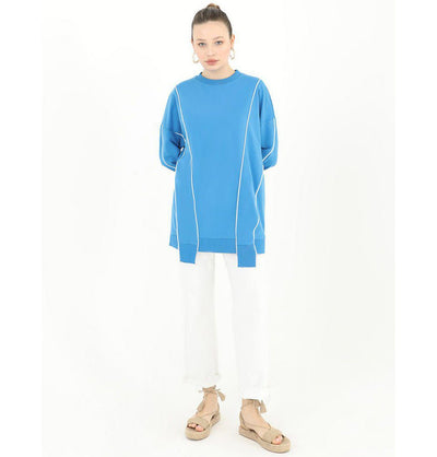 Modefa Tunic Modest Women's Sweater Tunic 10413 - Blue