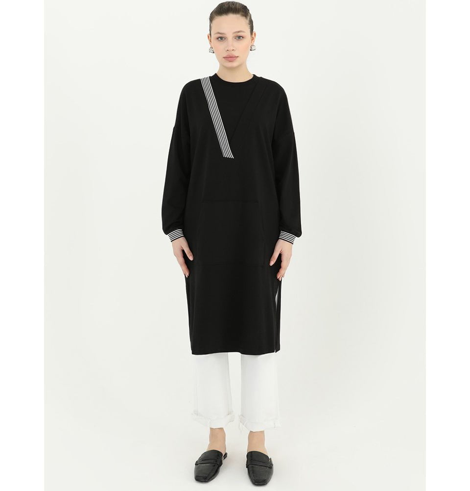 Modefa Tunic Modest Women's Sweater Tunic 10416 - Black