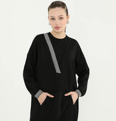 Modefa Tunic Modest Women's Sweater Tunic 10416 - Black