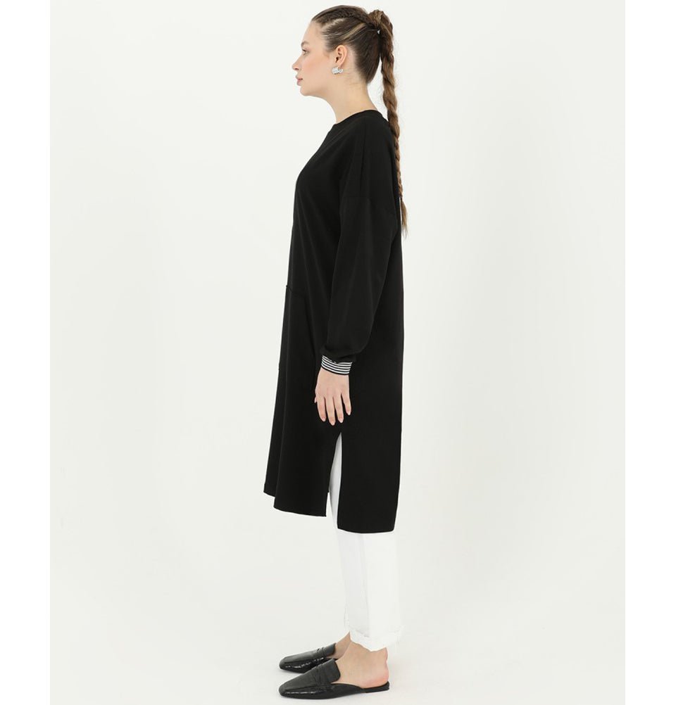 Modefa Tunic Modest Women's Sweater Tunic 10416 - Black
