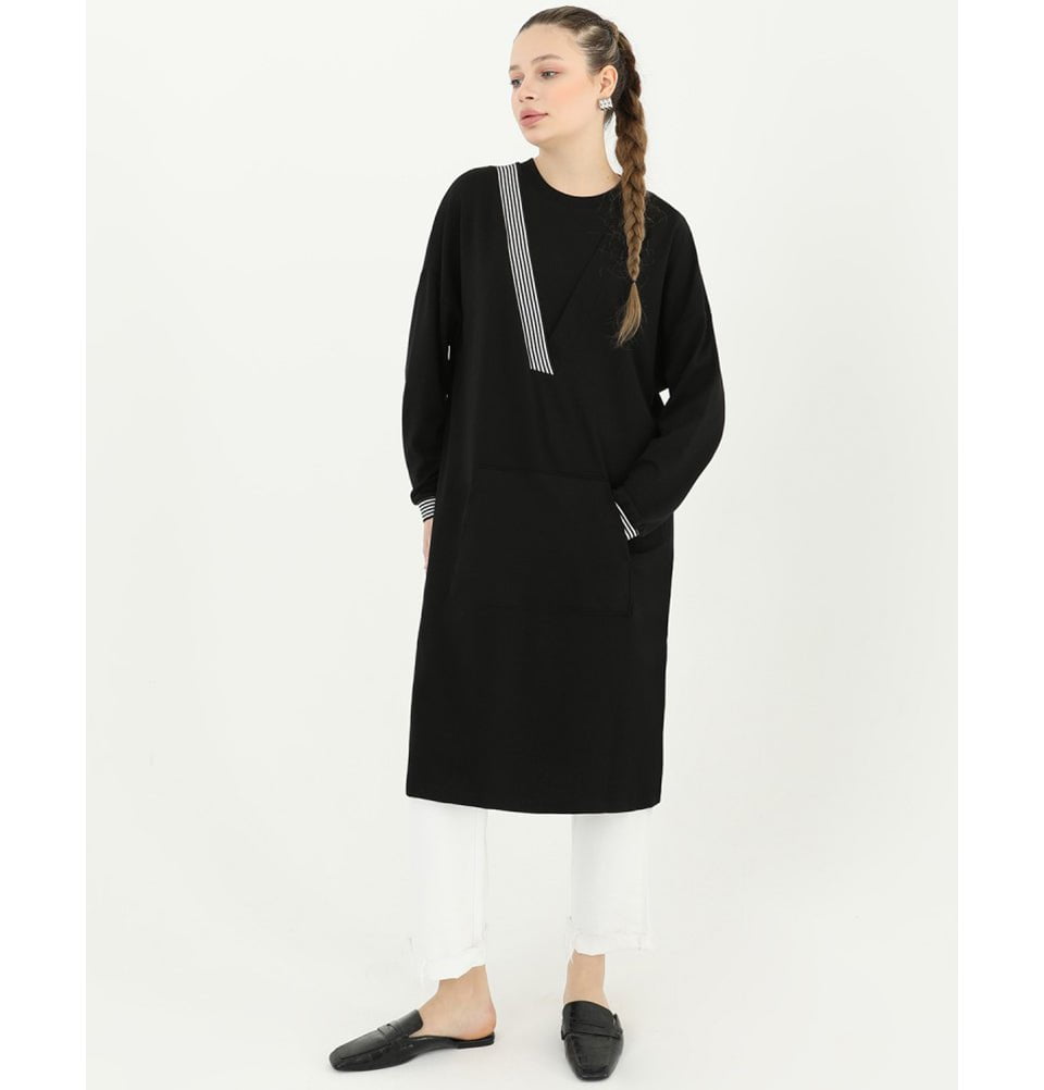 Modefa Tunic Modest Women's Sweater Tunic 10416 - Black
