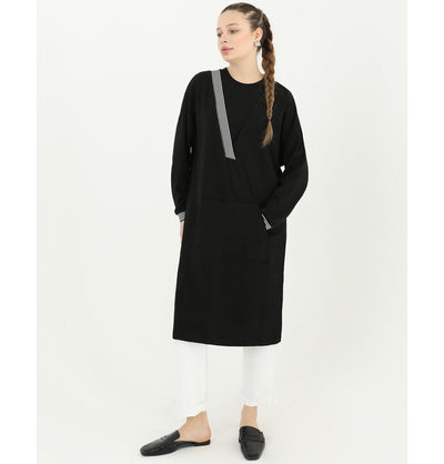 Modefa Tunic Modest Women's Sweater Tunic 10416 - Black