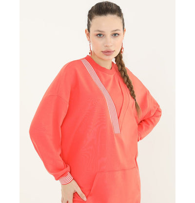 Modefa Tunic Modest Women's Sweater Tunic 10416 - Coral