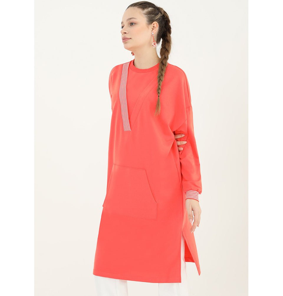 Modefa Tunic Modest Women's Sweater Tunic 10416 - Coral
