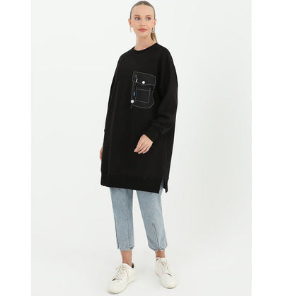Modefa Tunic Modest Women's Sweater Tunic 10428 - Black