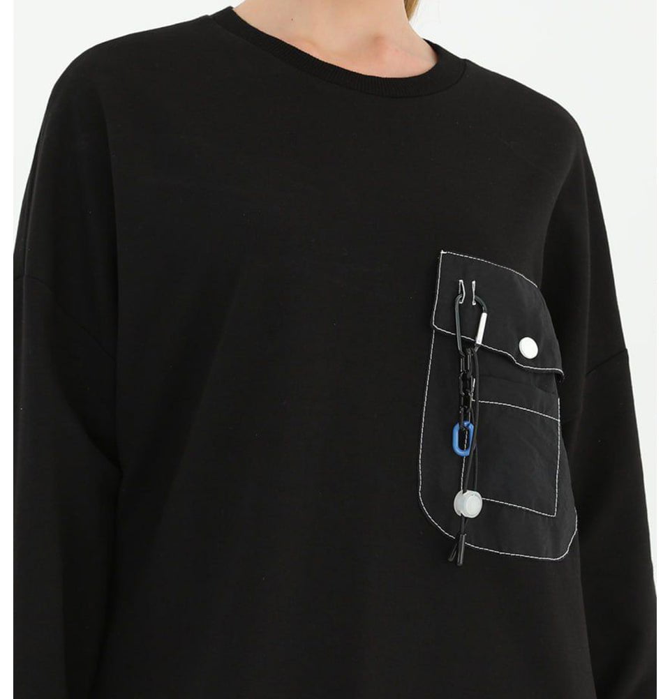 Modefa Tunic Modest Women's Sweater Tunic 10428 - Black