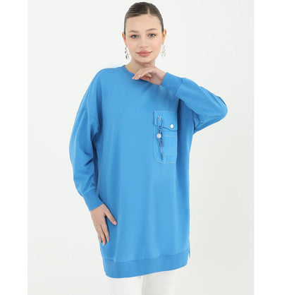 Modefa Tunic Modest Women's Sweater Tunic 10428 - Blue