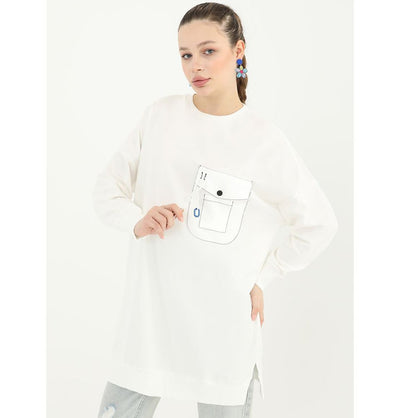 Modefa Tunic Modest Women's Sweater Tunic 10428 - White