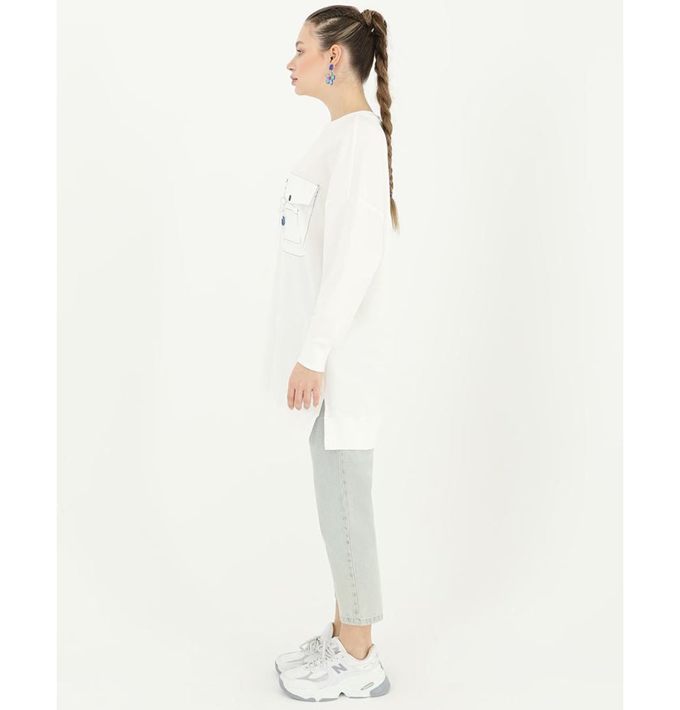 Modefa Tunic Modest Women's Sweater Tunic 10428 - White