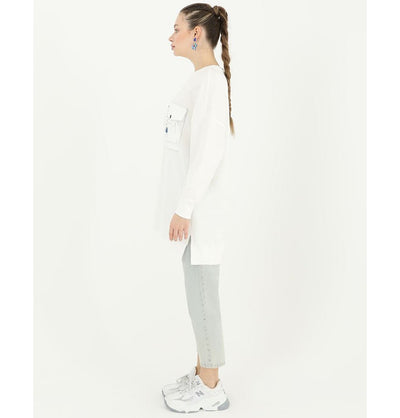 Modefa Tunic Modest Women's Sweater Tunic 10428 - White