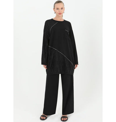 Modefa Tunic Modest Women's Tunic and Pants Set 14198 Black