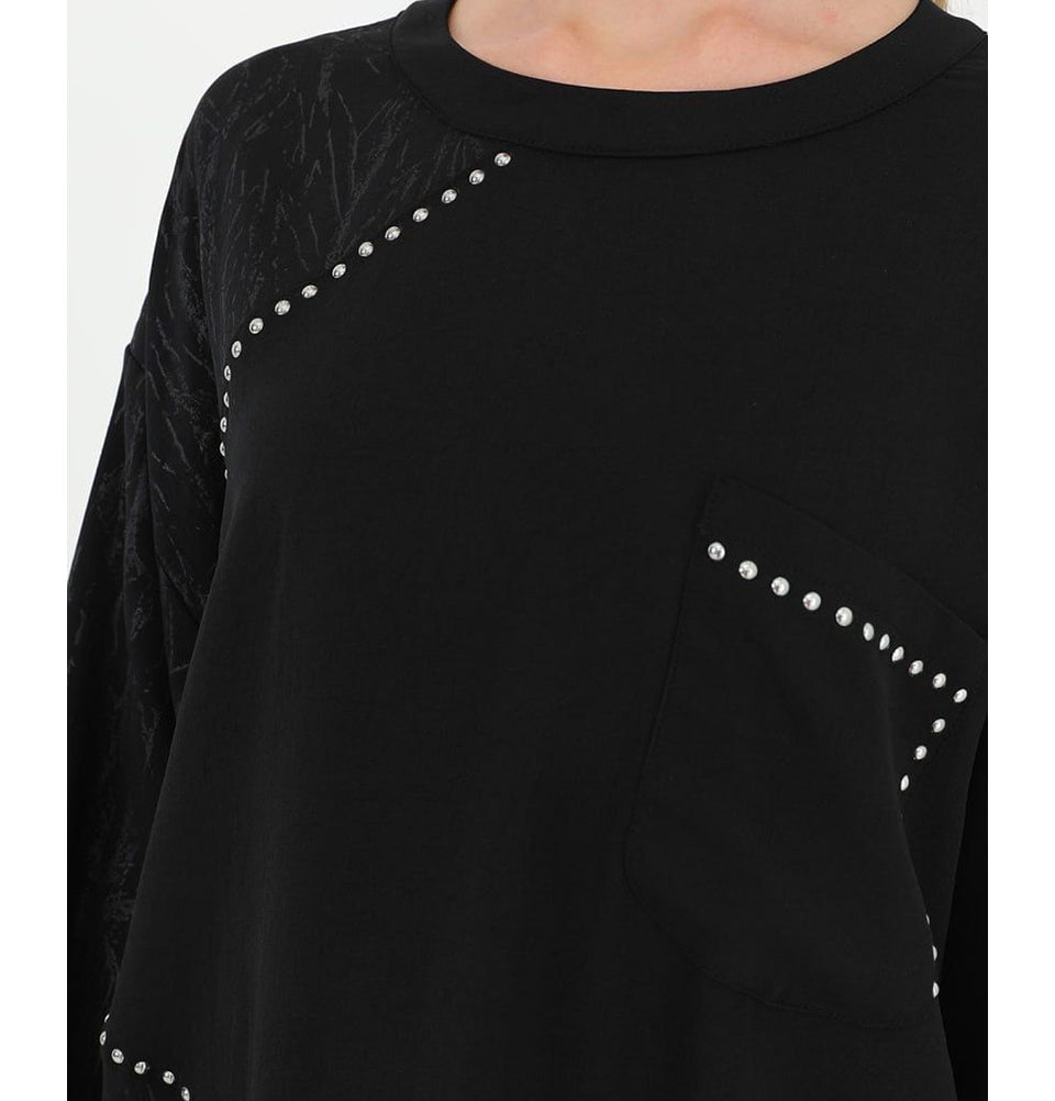 Modest Women's Tunic and Pants Set 14198 Black