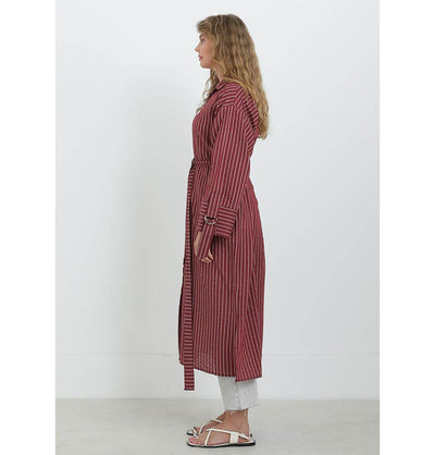Modefa Tunic Red Modest Muslim Women's Pinstripe Wide Cuff Tunic - 10701 - Red