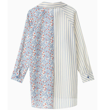 Modefa Tunic Standard Modest Women's Mixed Pattern Tunic 10305 - Blue