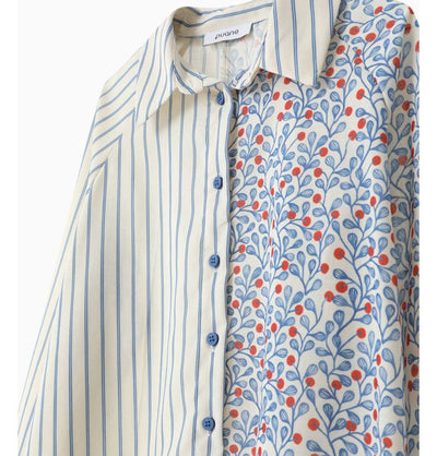Modefa Tunic Standard Modest Women's Mixed Pattern Tunic 10305 - Blue