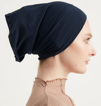 Modefa Underscarf Navy Blue Premium Cotton Criss Cross Tube Underscarf - Navy