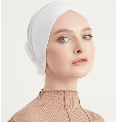 Modefa Underscarf White Premium Cotton Criss Cross Tube Underscarf - White