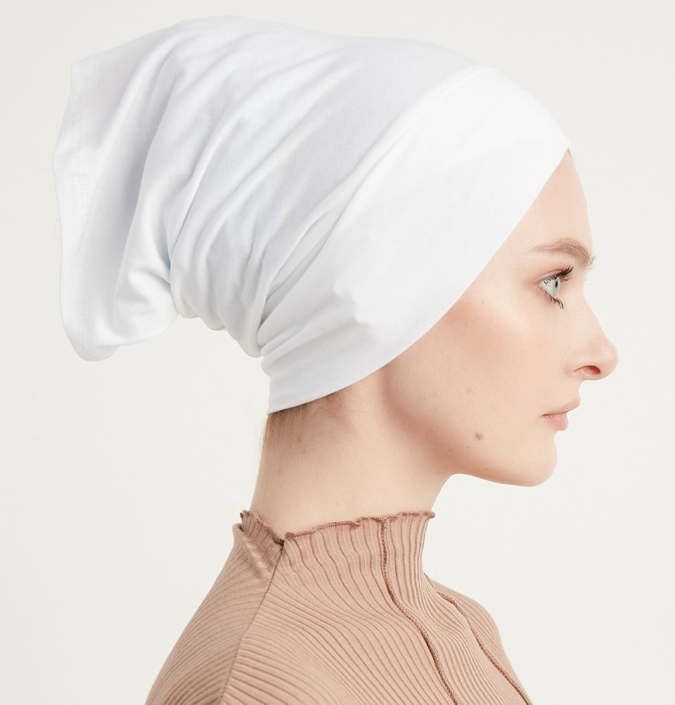 Modefa Underscarf White Premium Cotton Criss Cross Tube Underscarf - White