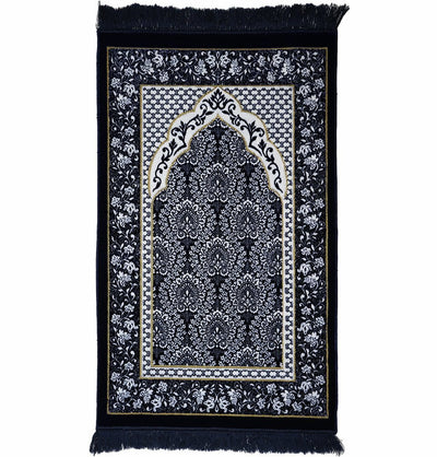 Modefa USA Prayer Rug Dark Blue Plush Ipek Islamic Prayer Rug Blue