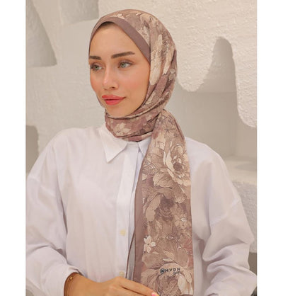 MVDN Shawl Mink Tulip Garden Cotton Patterned Shawl Hijab - Mink