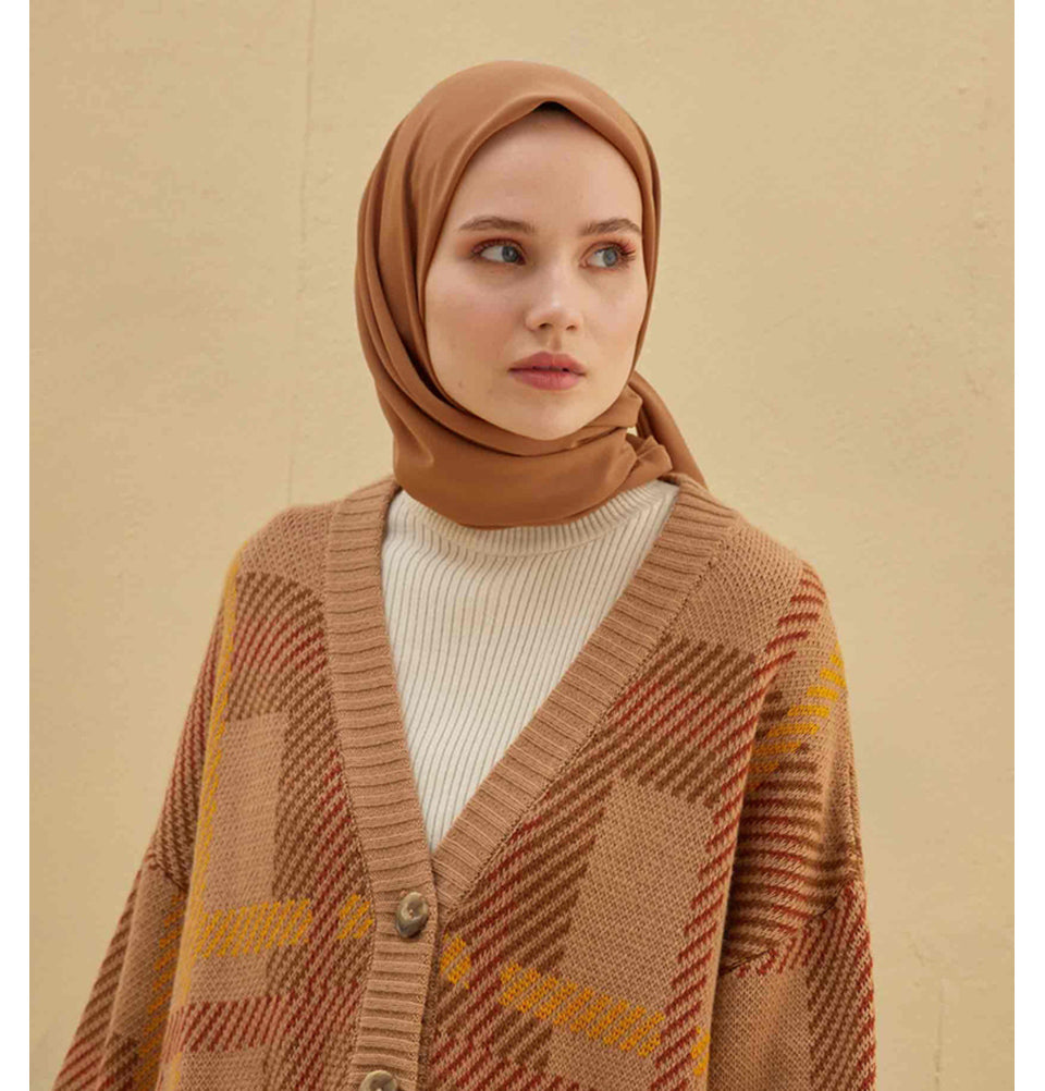 Medine Ipek Chiffon Square Hijab - Burnt Orange