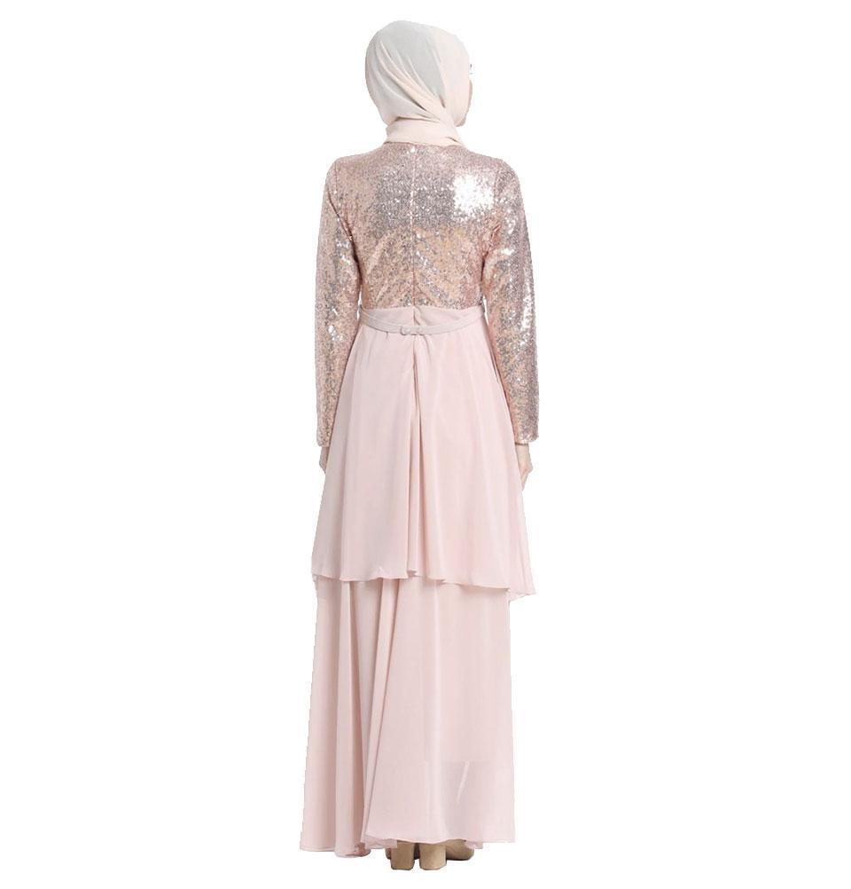 Abaci Dress Abaci Modest Formal Sequined Dress 129591 Light Pink