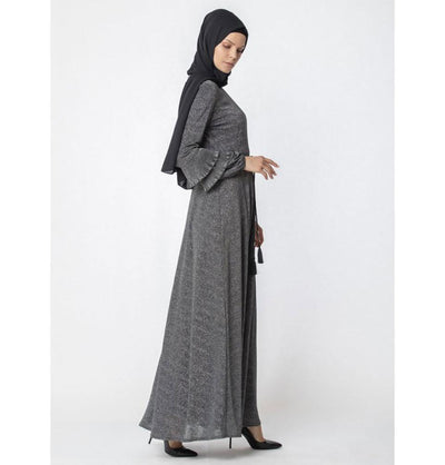 Abaci Dress Abaci Modest Formal Tinsel Dress 13105 Black/Gray