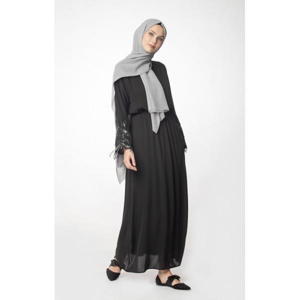 Abaci Dress Abaci Modest Sequined Dress 12956 Black