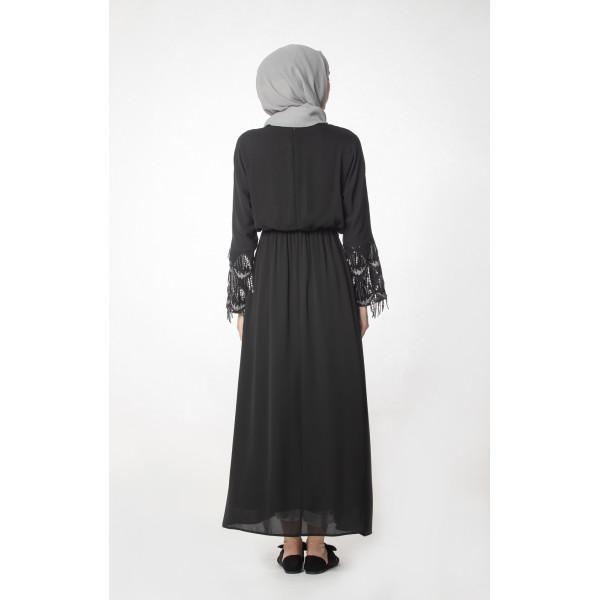 Abaci Dress Abaci Modest Sequined Dress 12956 Black