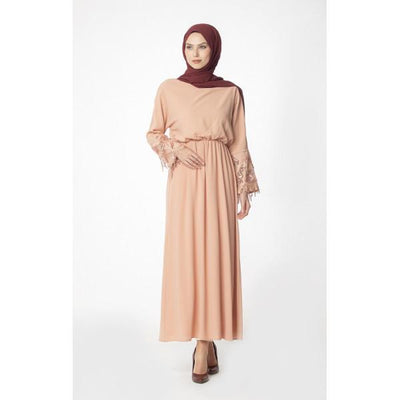 Abaci Modest Sequined Dress 12956 Salmon