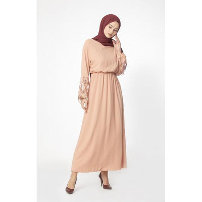 Abaci Modest Sequined Dress 12956 Salmon