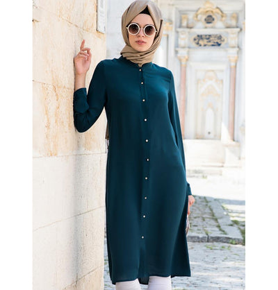 Abaci Tunic Abaci Simple Tunic 17TNK9936 Teal Blue - Modefa 