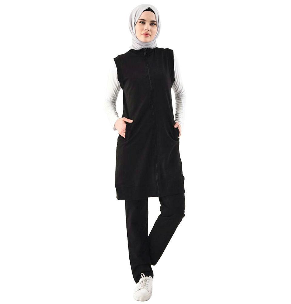 Abaci Modest Sporty Vest & Pant Set 8325 Black