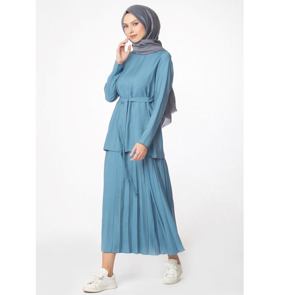 Abaci Solid Tunic & Skirt Set 13343 Blue