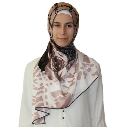 Aker scarf Aker Satin Square Hijab Scarf 6648 911 Beige - Modefa 