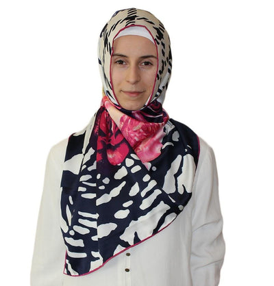 Aker scarf Aker Satin Square Hijab Scarf 6648 991 Blue / Pink - Modefa 