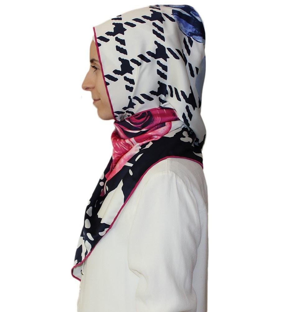 Aker scarf Aker Satin Square Hijab Scarf 6648 991 Blue / Pink - Modefa 
