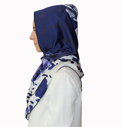 Aker scarf Aker Satin Square Hijab Scarf 6648 921 Blue / White - Modefa 