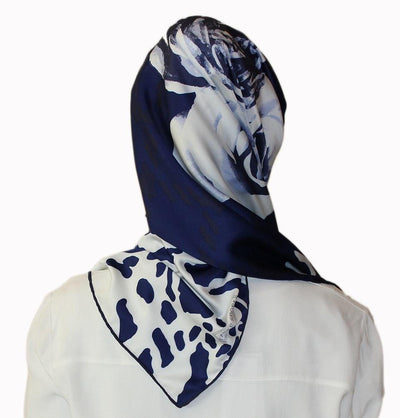 Aker scarf Aker Satin Square Hijab Scarf 6648 921 Blue / White - Modefa 