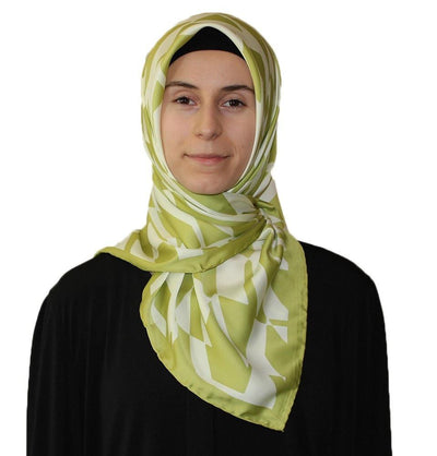 Aker scarf Aker Satin Square Hijab Scarf 6749 951 Bright Green - Modefa 