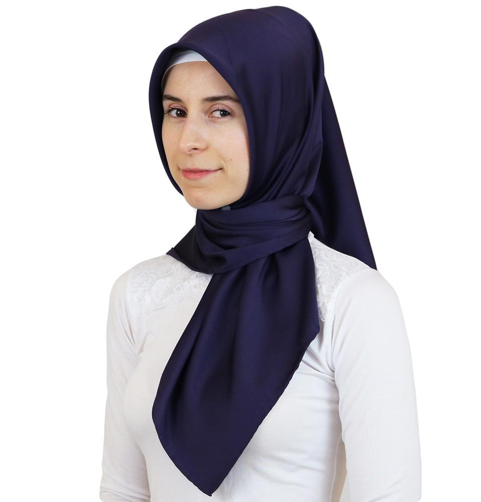 Aker Satin Square Hijab Scarf 6385 994 Indigo