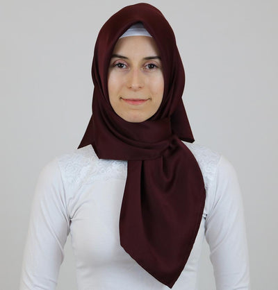Aker Satin Square Hijab Scarf 6385 943 Maroon