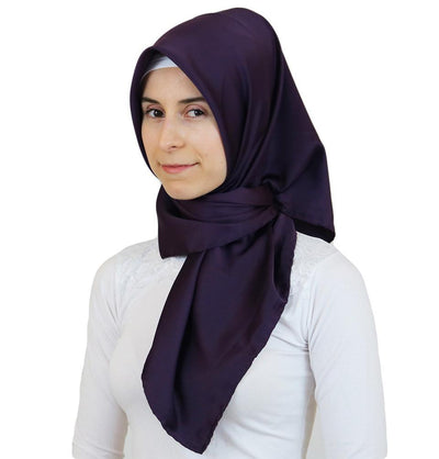 Aker Satin Square Hijab Scarf 6385 993 Plum