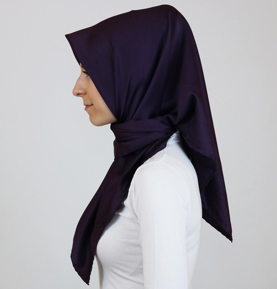 Aker Satin Square Hijab Scarf 6385 993 Plum
